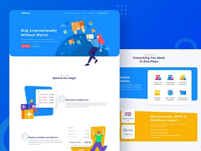 Woocommerce Custom Tax & Duty Plugin Landingpage blue hero image homepage illustration landing page landing page illustration saas saas landing page ui web design website woocommerce
