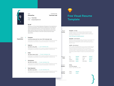 Free Visual Resume Template developer portfolio resume resume clean resume cv resume template