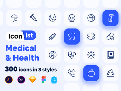 Medical and Health (Iconist) 2 app apple brain design health icon icon set iconist line medical medicine mobile poop ui vector virus