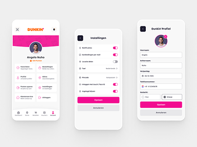 UX Design - Dunkin settings page