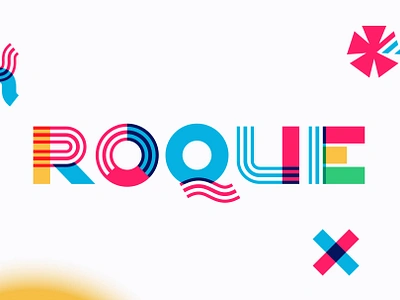 Roque color font alphaber branding color font colorful font icon letter line logo mark mosaic multicolor overlap overlay stripes type vivid