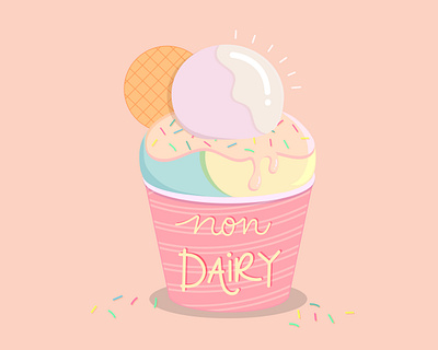 Vegan IceCream art artist design flat flat illustration gelato ice cream icecream illustration illustration art illustrator illustrator cc milk pastel pink vector vectorart vegan vegan food veganism