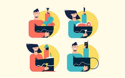 food icons character colors food icon illustration lifestyle people people illustration print vector vector illustration