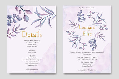 Wedding invitation with floral ornament and gold font background beauty bouquet card celebrate engagement floral flower frame gold illustration invitation leaf leaves love mariage template watercolor wedding wreath