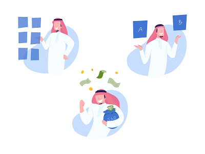 Arab Finance Illustrations arab branding business culture cute design finance flat illustration minimal money vector