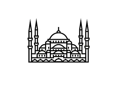 Sultan Ahmed Mosque (Blue Mosque), Istanbul architecture architecture logo blackandwhite icon icon design icondesigner iconography illustrator logo logodesign logodesigner minimal illustration minimalism minimalist