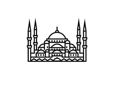 Sultan Ahmed Mosque (Blue Mosque), Istanbul architecture architecture logo blackandwhite icon icon design icondesigner iconography illustrator logo logodesign logodesigner minimal illustration minimalism minimalist