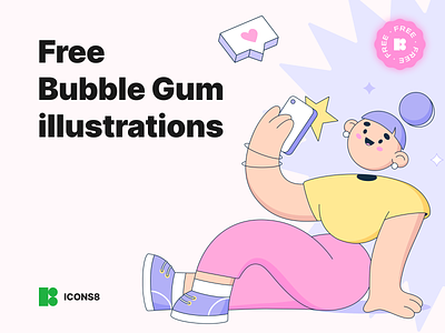 Free Bubble Gum illustrations design tools figma flat design for web free freebie illustrations mobile design ui