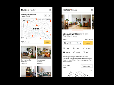 Rentree | Case Study - Finder Mobile apartment app application design details feed flat interface marketplace mobile real estate ui unikorns ux