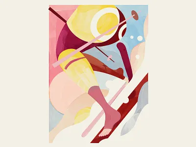 Hitting the brakes alps art illustration ski skiing snow sun watercolor