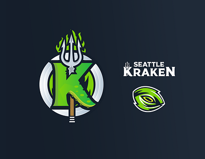 Seattle Kraken branding emblem espn eye green hockey hockey logo kraken logomark nhl seattle sports design storm trident uniform washington state wordmark