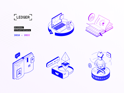 Academy Illustrations for Ledger academy animation crypto design illustrator isometric ledger outline storytelling vector