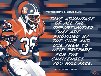 Boys & Girls Club Billy Thompson Mural Art alumni art broncos club colorado denver denver broncos football ipad mural nfl player procreate
