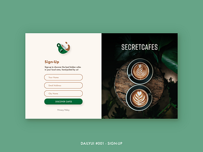 DailyUI #001 - Sign-Up cafe cappuccino coffee dailyui dailyui 001 secret sign up signup ui ui ux userinterface ux