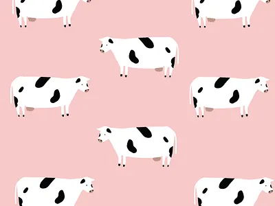Pink Cow Pattern black black white cows dots illustration illustrator pink repeat repeat pattern seamless vector