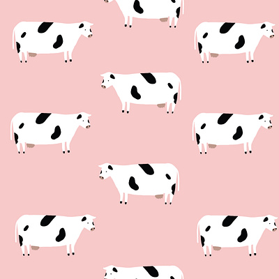 Pink Cow Pattern black black white cows dots illustration illustrator pink repeat repeat pattern seamless vector