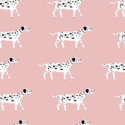 Pink Dalmatian Seamless repeat pattern cute cute animal dalmation dog dots illustration illustrator repeat repeat pattern seamless