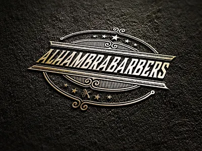 alhambarbers badge branding illustration illustrator lettering logo design minimal retro badge typography vintage