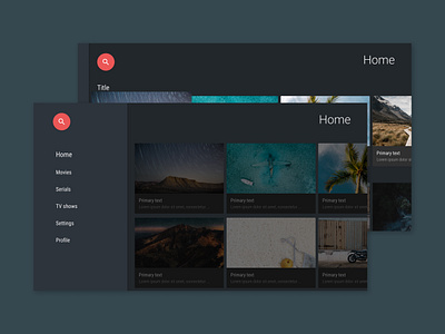 SmartTV ui design patterns. Android TV. Side navigation android android tv app design navigation smart tv ui ux