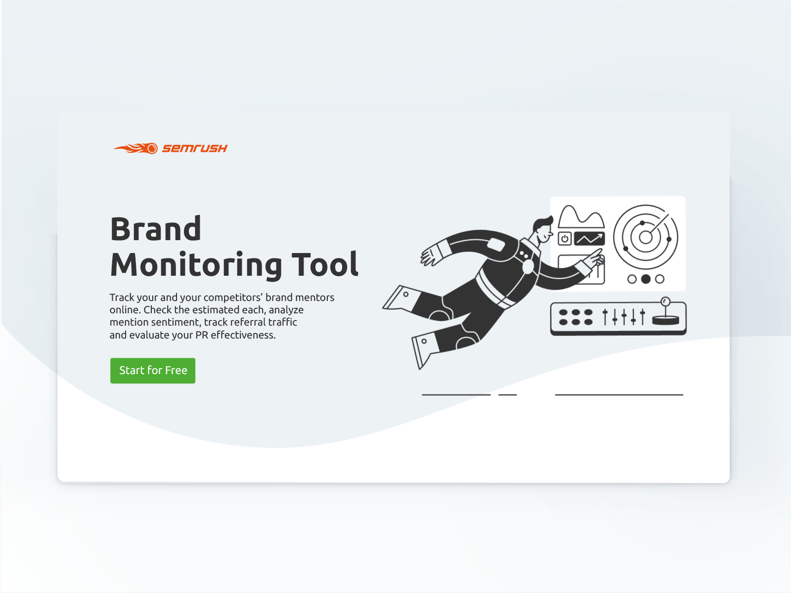Brand monitoring 2d illustration ae aftereffects animation app application branding cosmonaut gif illustration landing page loop marketing mockup motion ui vector web webillustration work