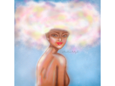 Head in the clouds art beaty cartoon clouds cozy design erotic eyes girl hair happy illustration lips person pink rainbow sky smile sweet woman