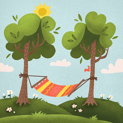 Summer in hammock flatdesign hammock hand drawn illustration illustration art nature procreate texture