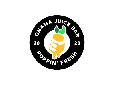 Onama Juice Bar | Logo Design circle logo design emblem emblem logo first shot fruit logo hand logo illustration juice bar logo logo logodesign negative space tropical fruit yellow logo