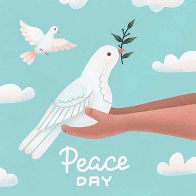 Peace day dove flat flatdesign greeting card hand illustration illustration art peace procreate textured