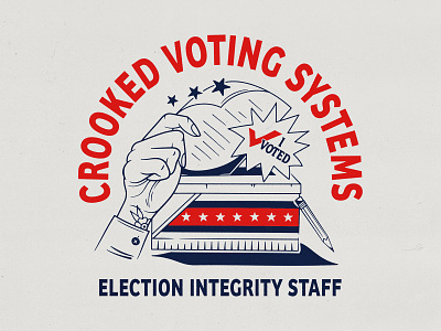 Crooked Voting Systems badgedesign ballot branding crooked democracy election graphic design hand i voted illustration illustrator logo typography vote