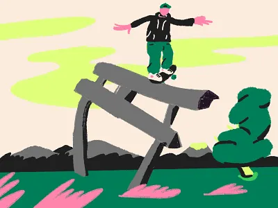 Untitled Artwork 32 experimentation field green grind illustration japan landscape mountain pink skate sky texture