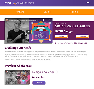 BYOB Challenges Website Redesign adobe xd adobexd design logo ui ui ux ux web design