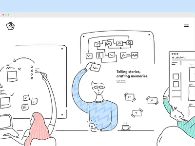 Illustration for UX studio branding character custom brush design graphic design illustration landing page mumbai people ui ux ux agency design studio vector