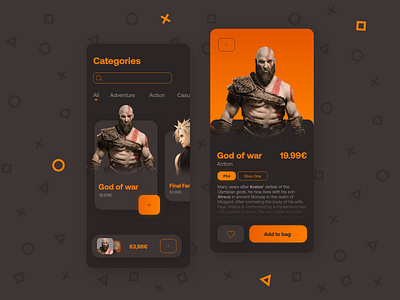 Game Shop UI dark ui ecommerce game game app game design game store gaming gaming app god of war navigation play playstation product shop shop app shopping app sony ui uiux