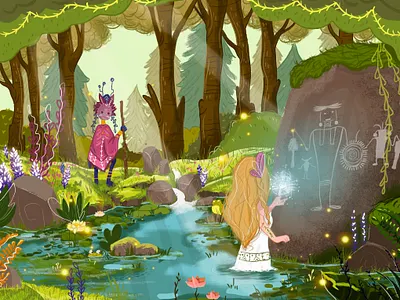 Magic forest art artwork book art book illustration children book illustration childrens book childrens illustration color design design art draw ethnic fairy tale fantasy forest illustration illustrations magic paint painting