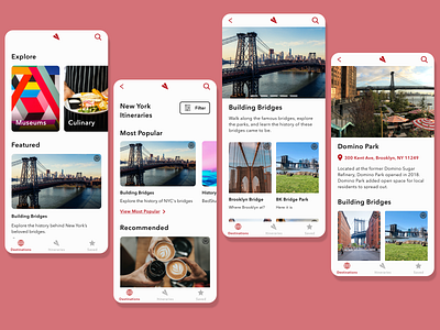 Traveler Redo design red redesign sketch travel ui