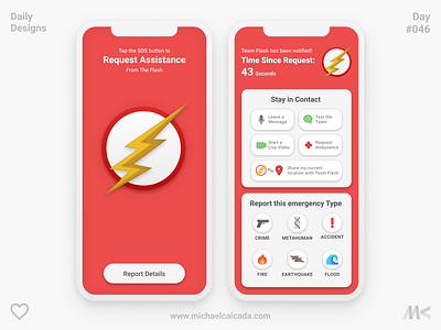 Daily Designs in Quarantine #046 alarm app barry allen coronavirus covid19 cw design disaster earthquake flash flash message help lightning relief superhero team flash the flash ui ux warning