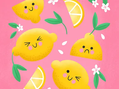 Pucker Power cute illustration flat illustration flat illustrations illustration illustration art illustration artist illustrator kawaii kawaii art lemon lemon illustration lemonade