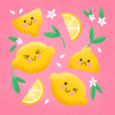 Pucker Power cute illustration flat illustration flat illustrations illustration illustration art illustration artist illustrator kawaii kawaii art lemon lemon illustration lemonade