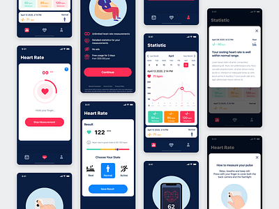 Heart Rate Mobile App app design heart illustrator mobile rate ui ux vector