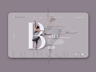 Ballet dance Web adobe xd ballet branding dance design dribbble best shot landing page typography ui ux