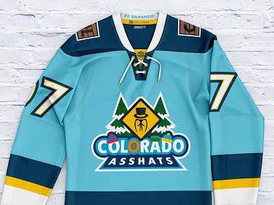 Colorado Asshats - Hockey Sweater branding colorado design gskett hockey illustration jersey logo south park typography uniform vector