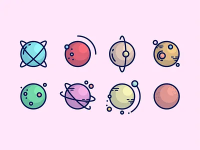 Minimal icon planets! art design flat flat design flat illustration graphic design icon iconography illustration illustrator logo minimal planet planets space