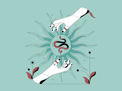 Dreams flowers geometric illustration art illustrator plant illustration plants snake sun