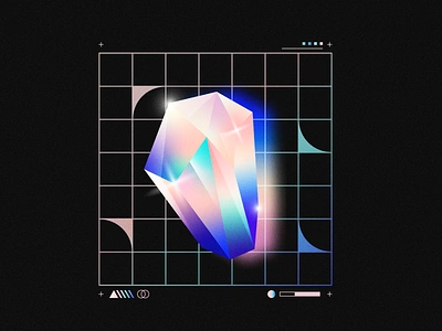 Quartz // XTAL abstract art branding crystal geometric glow gradient grid illustration josh warren logo reflection retro symbol tech texture ui ux web web3