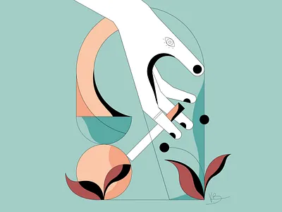 Addiction cigarette elegant eye flower illustration flowers hand illustration plants smoke