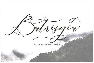 Batrisyia Script branding design illustration lettering logo logotype modern calligraphy modern calligraphy font type typography