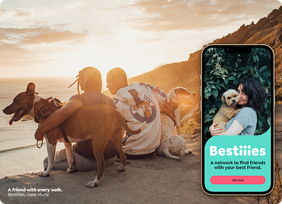 Bestiiies, a dog-walking app to make friends app branding case study dog walking friends graphic design product design ui ux