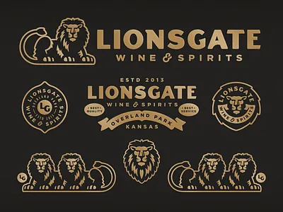 Lionsgate Branding badge banner branding bronze illustration liquor logo mane store typography wine wine glass