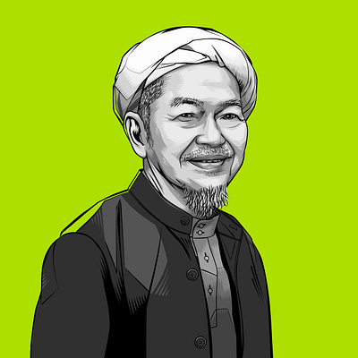 Tuan Guru Nik Abdul Aziz Nik Mat hafiz ismail illustration illustrator nik aziz nik mat portrait tgna