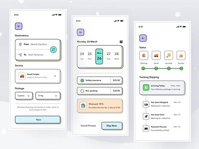 Delivery App android app card clean delivery design ios mobile package profile progress send sent ui
